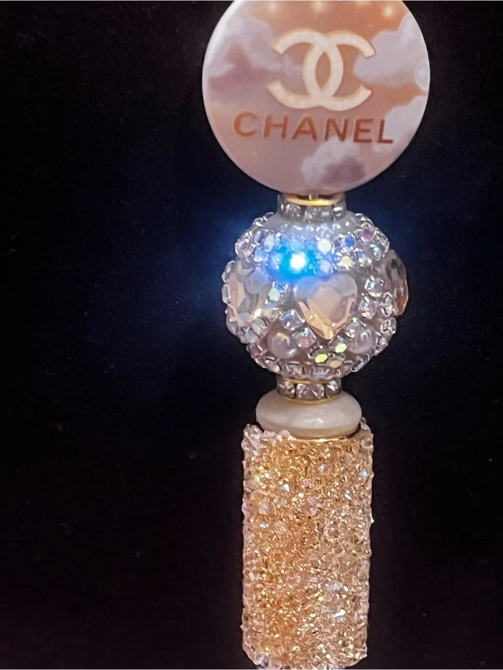 Designer inspired Gold-Tone Pearl & Crystal Flower focal fancy beaded pen
